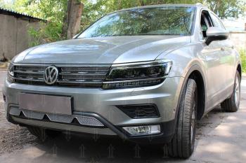 10 299 р. Защита радиатора (низ с камерой) (Off-Road) Стрелка11 Премиум  Volkswagen Tiguan  Mk2 (2016-2020) дорестайлинг (хром)  с доставкой в г. Горно‑Алтайск. Увеличить фотографию 2