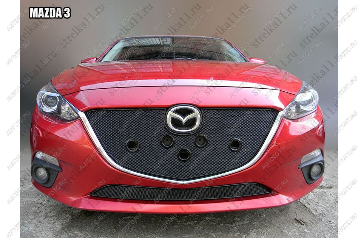 799 р. Зимняя заглушка решетки радиатора (низ) премиум Стрелка11 Mazda 3/Axela BM дорестайлинг седан (2013-2016) (черная)  с доставкой в г. Горно‑Алтайск