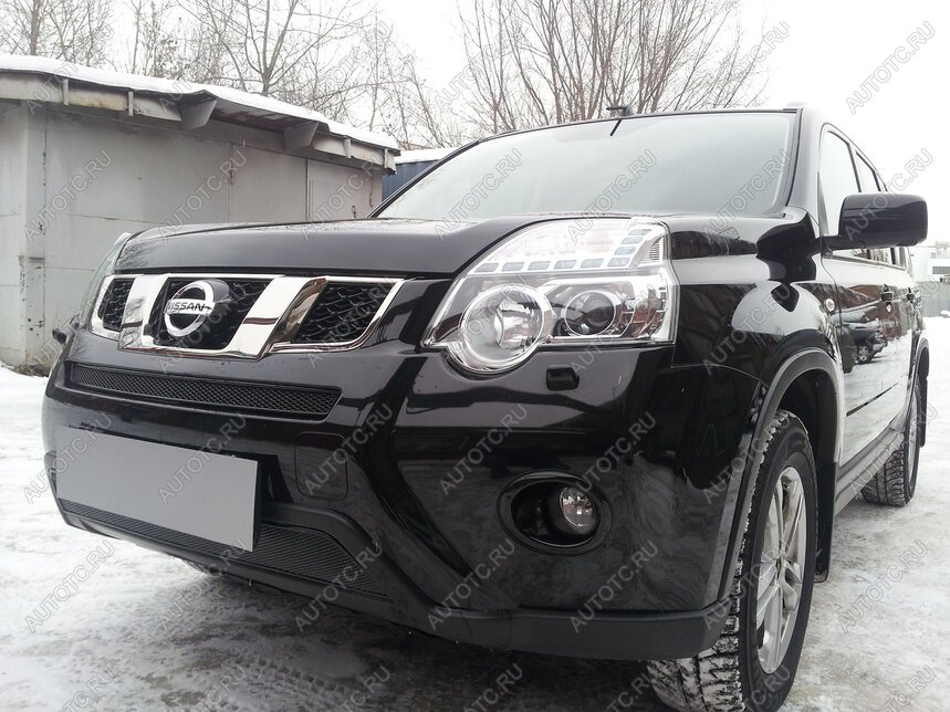 3 999 р. Защита радиатора (середина) Стрелка11 PREMIUM  Nissan X-trail  2 T31 (2010-2015) рестайлинг (черная)  с доставкой в г. Горно‑Алтайск