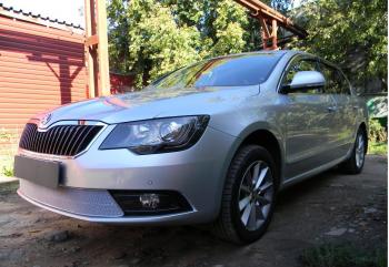 5 399 р. Защита радиатора Стрелка11 PREMIUM  Skoda Superb ( (B6) 3T,  B6 (3T5)) (2013-2015) лифтбэк рестайлинг, универсал рестайлинг (хром)  с доставкой в г. Горно‑Алтайск. Увеличить фотографию 2