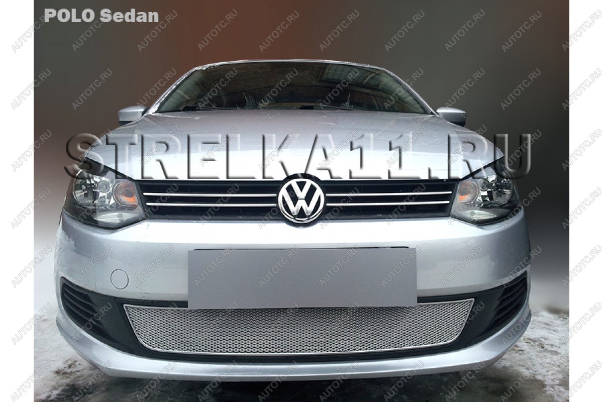 4 799 р. Защита радиатора Стрелка11 PREMIUM  Volkswagen Polo  5 (2009-2015) седан дорестайлинг (хром)  с доставкой в г. Горно‑Алтайск