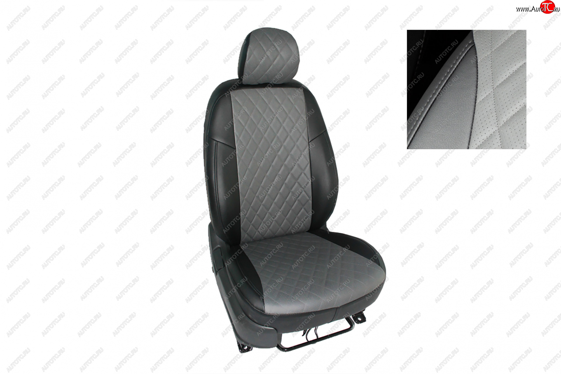 7 549 р. Чехлы для сидений Seintex (экокожа) Ромб  Chevrolet Cobalt (2011-2016), Ravon R4 (2016-2020) (черно-серый)  с доставкой в г. Горно‑Алтайск