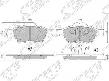 Колодки тормозные SAT (передние)  Clio ( KR,  CR,  BR), Laguna  2 X74, Scenic  2