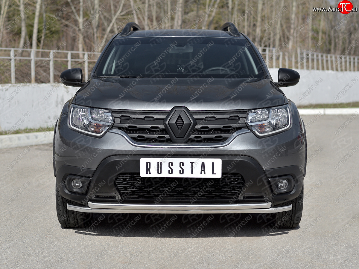 17 849 р. Защита переднего бампера (2 трубы Ø42 мм, нержавейка) SLITKOFF Renault Duster HM (2020-2024)  с доставкой в г. Горно‑Алтайск