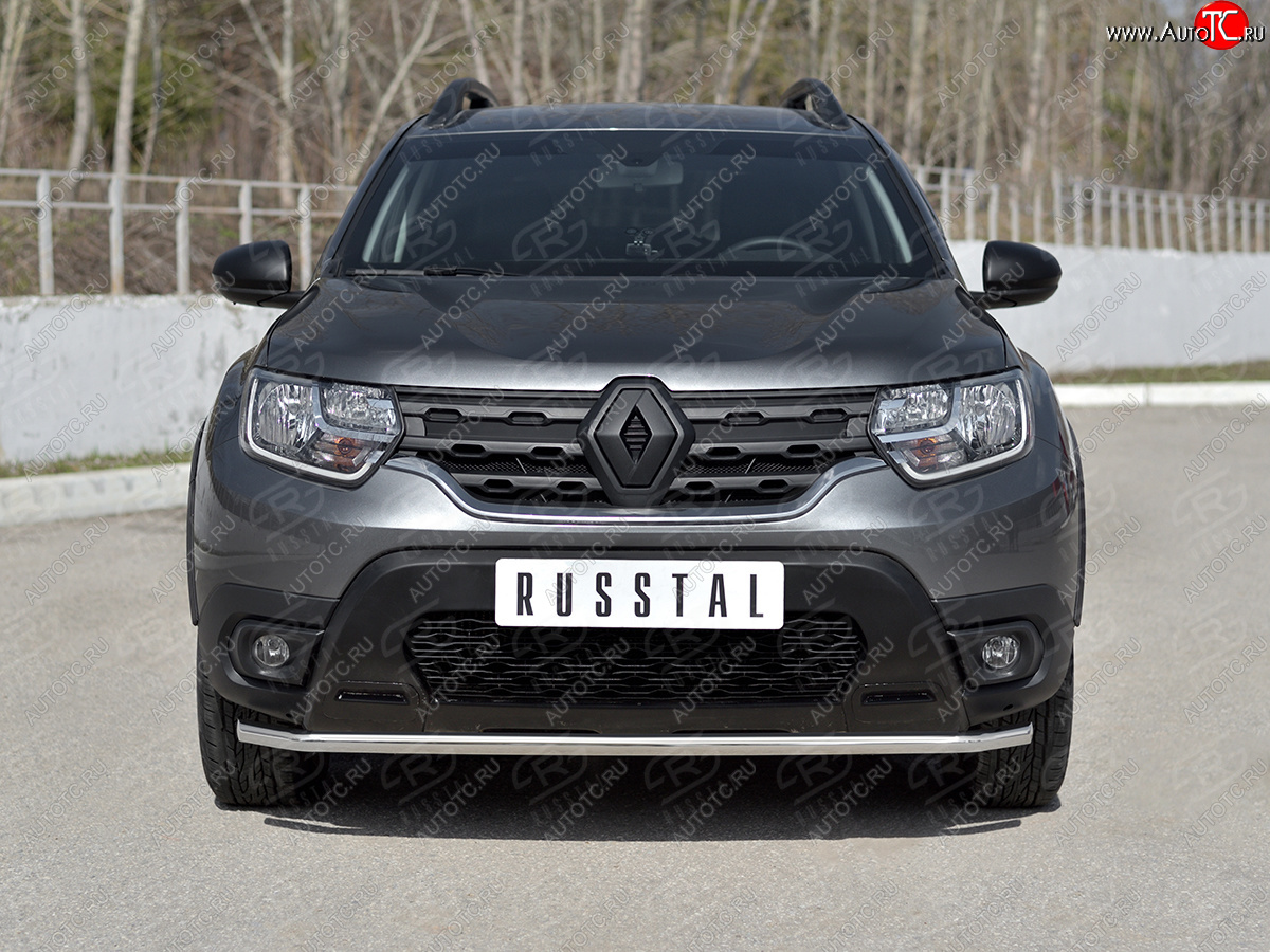 12 999 р. Защита переднего бампера (Ø42 мм, нержавейка) SLITKOFF Renault Duster HM (2020-2024)  с доставкой в г. Горно‑Алтайск