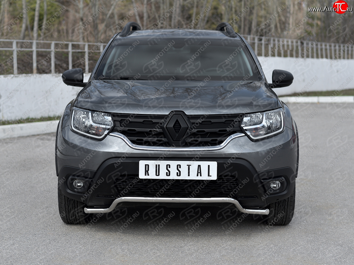 12 999 р. Защита переднего бампера (Ø42 мм волна, нержавейка) SLITKOFF Renault Duster HM (2020-2024)  с доставкой в г. Горно‑Алтайск