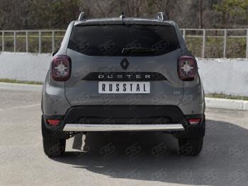 Защита заднего бампера (Ø75х42 мм, нержавейка) Russtal Renault Duster HM рестайлинг (2021-2024)