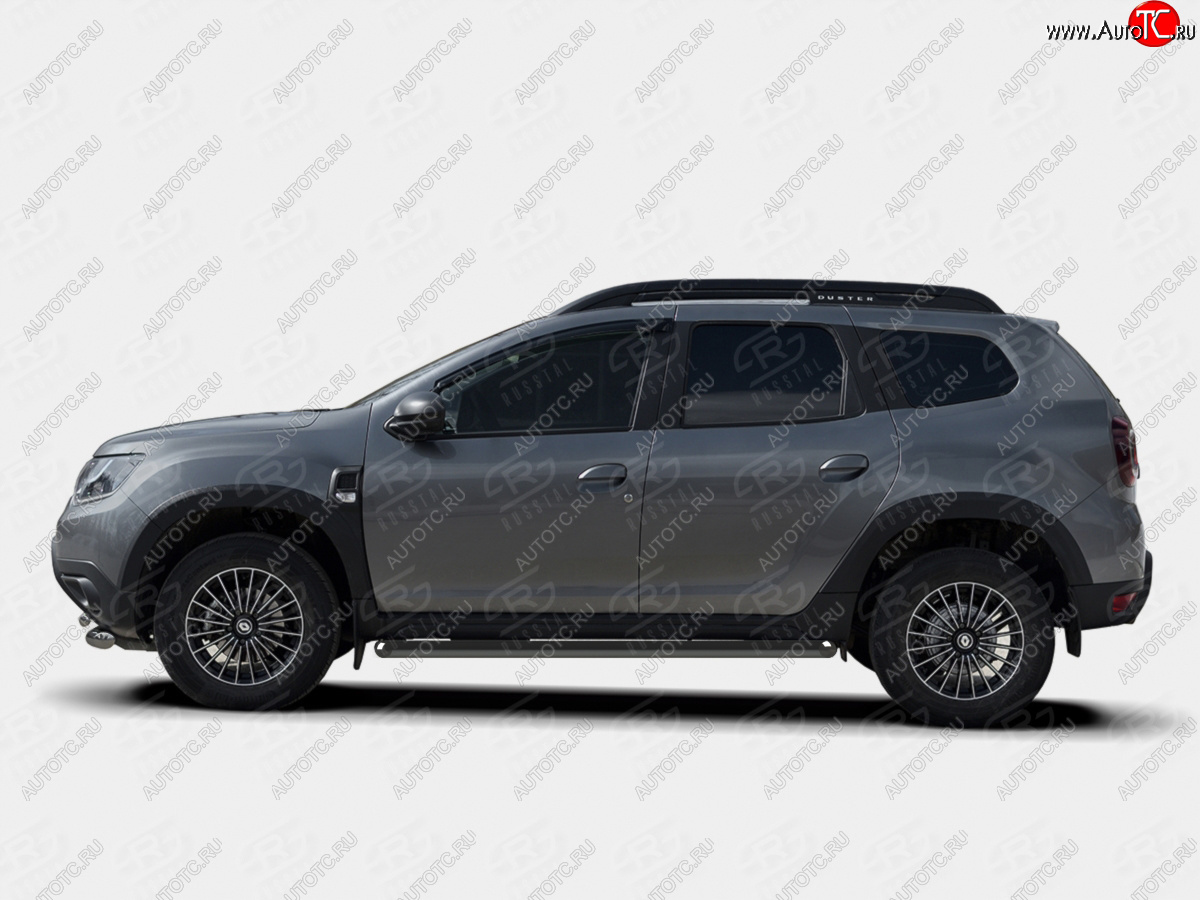 13 699 р. Защита порогов (Ø63 мм) SLITKOFF Renault Duster HM (2020-2024) (срез на торцах 45°, цвет черный)  с доставкой в г. Горно‑Алтайск