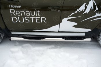 24 999 р. Пороги труба d76 с накладкой SLITKOFF (чёрные V2) Renault Duster HS рестайлинг (2015-2021)  с доставкой в г. Горно‑Алтайск. Увеличить фотографию 2