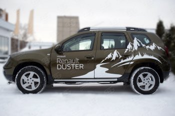 24 999 р. Пороги труба d76 с накладкой SLITKOFF (чёрные V2) Renault Duster HS рестайлинг (2015-2021)  с доставкой в г. Горно‑Алтайск. Увеличить фотографию 3