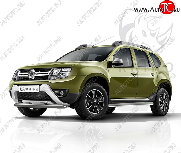 7 349 р. Защита переднего бампера (Ø63 мм, окрашенная) SLITKOFF  Renault Duster  HS (2015-2021) рестайлинг (серебро)  с доставкой в г. Горно‑Алтайск