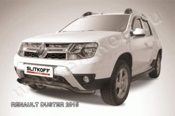 7 999 р. Защита переднего бампер (сталь окрашенная, волна 57 мм) Slitkoff Renault Duster HS рестайлинг (2015-2021) (Цвет: серебристый)  с доставкой в г. Горно‑Алтайск. Увеличить фотографию 1