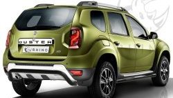 Защита заднего бампера (Ø63 мм волна под машину, нержавейка) SLITKOFF Renault Duster HS рестайлинг (2015-2021)  (черная)