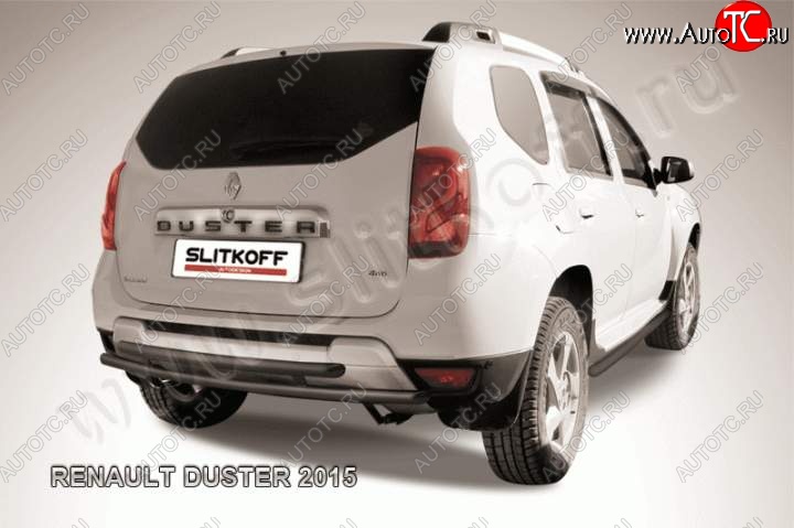 6 349 р. Защита задняя Slitkoff Renault Duster HS рестайлинг (2015-2021) (Цвет: серебристый)  с доставкой в г. Горно‑Алтайск