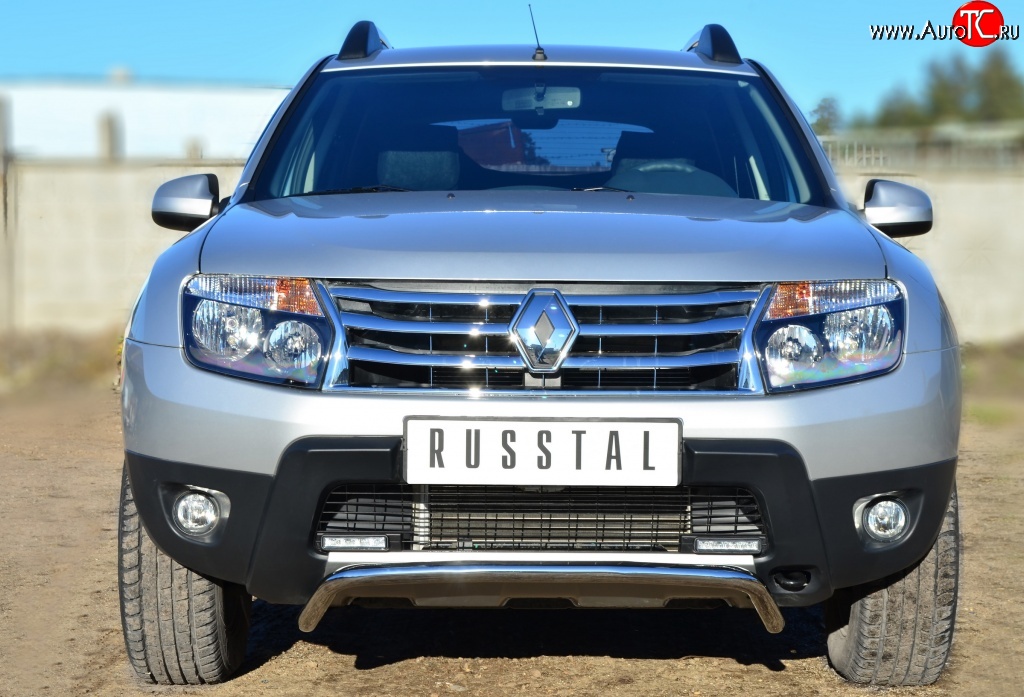 14 899 р. Защита переднего бампера (Ø42 мм, нержавейка, 4х4) SLITKOFF Renault Duster HS дорестайлинг (2010-2015)  с доставкой в г. Горно‑Алтайск