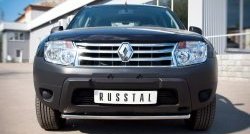 Одинарная защита переднего бампера диаметром 42 мм (4x2) SLITKOFF Renault Duster HS дорестайлинг (2010-2015)