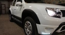 3 299 р. Накладки на боковые части переднего бампера с LED ДХО Drive Renault Duster HS дорестайлинг (2010-2015) (Неокрашенная)  с доставкой в г. Горно‑Алтайск. Увеличить фотографию 2