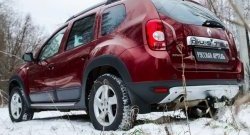 4 999 р. Накладка на задний бампер RA Renault Duster HS дорестайлинг (2010-2015) (Поверхность шагрень (серый металлик))  с доставкой в г. Горно‑Алтайск. Увеличить фотографию 2