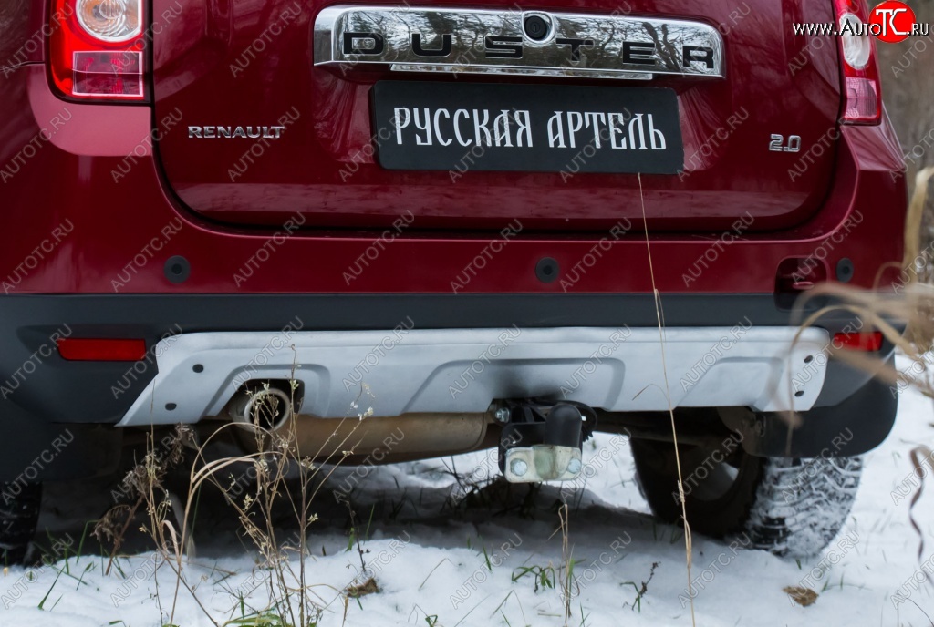 4 999 р. Накладка на задний бампер RA Renault Duster HS дорестайлинг (2010-2015) (Поверхность шагрень (серый металлик))  с доставкой в г. Горно‑Алтайск