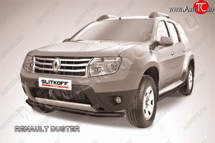 8 299 р. Защита переднего бампер Slitkoff Renault Duster HS дорестайлинг (2010-2015) (Цвет: серебристый)  с доставкой в г. Горно‑Алтайск