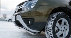 12 599 р. Защита переднего бампера (Ø42 мм волна, нержавейка) SLITKOFF Renault Duster HS рестайлинг (2015-2021)  с доставкой в г. Горно‑Алтайск. Увеличить фотографию 3