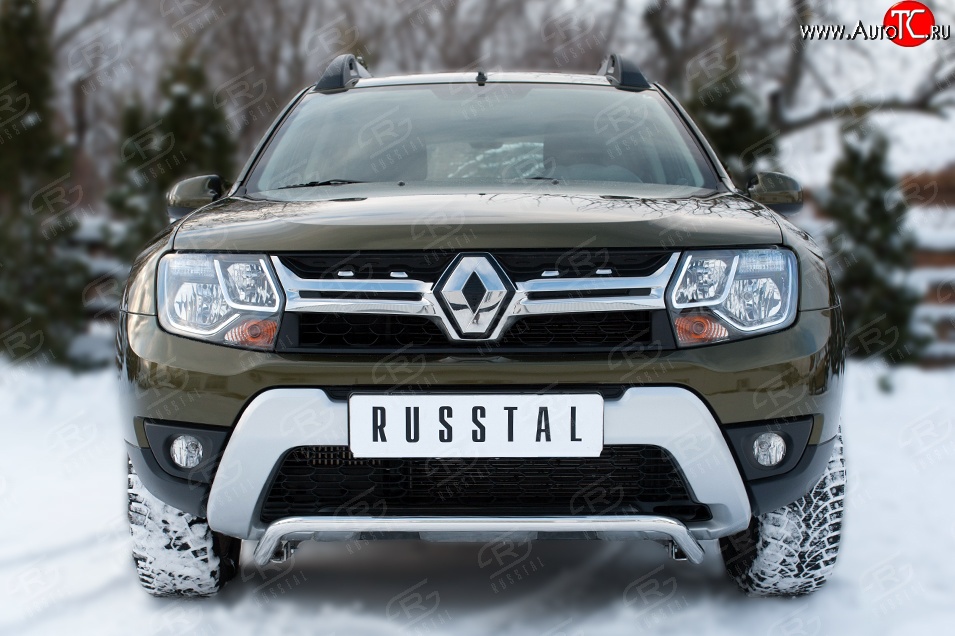 12 599 р. Защита переднего бампера (Ø42 мм волна, нержавейка) SLITKOFF Renault Duster HS рестайлинг (2015-2021)  с доставкой в г. Горно‑Алтайск