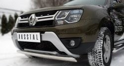 15 299 р. Защита переднего бампера (Ø75х42 мм, нержавейка) SLITKOFF Renault Duster HS рестайлинг (2015-2021)  с доставкой в г. Горно‑Алтайск. Увеличить фотографию 2