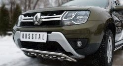 20 699 р. Защита переднего бампера (Ø42 мм с зубами, нержавейка) SLITKOFF Renault Duster HS рестайлинг (2015-2021)  с доставкой в г. Горно‑Алтайск. Увеличить фотографию 2