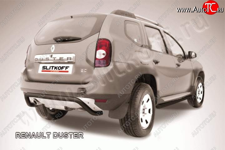 7 999 р. Защита задняя Slitkoff Renault Duster HS дорестайлинг (2010-2015) (Цвет: серебристый)  с доставкой в г. Горно‑Алтайск