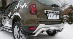 12 799 р. Защита заднего бампера (Ø63 мм волна, нержавейка) SLITKOFF Renault Duster HS рестайлинг (2015-2021)  с доставкой в г. Горно‑Алтайск. Увеличить фотографию 2