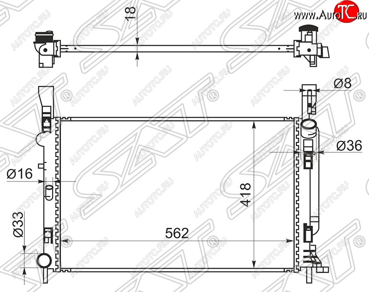 8 699 р. Радиатор двигателя SAT  Renault Kangoo  KW0 (2008-2013) дорестайлинг  с доставкой в г. Горно‑Алтайск