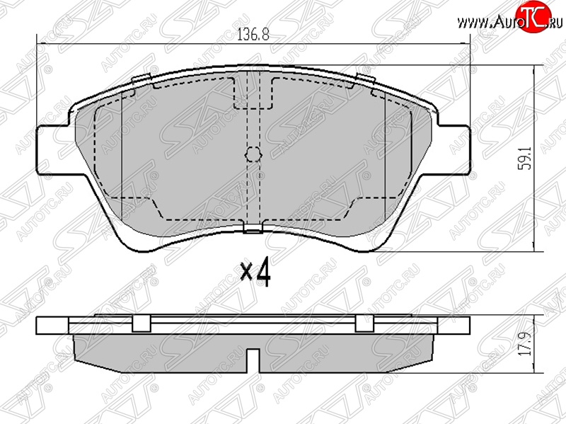 1 269 р. Колодки тормозные SAT (передние) Renault Scenic 2 (2003-2009)  с доставкой в г. Горно‑Алтайск