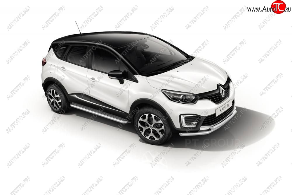 25 999 р. Порожки для ног из трубы Ø51 с алюминиевой площадкой Petroil Tuning Renault Kaptur рестайлинг (2020-2024) (Нержавеющая полированная сталь)  с доставкой в г. Горно‑Алтайск