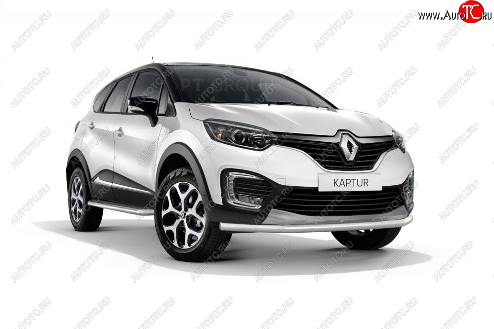 16 849 р. Защита переднего бампера одинарная из трубы d63 мм Petroil Tuning Renault Kaptur дорестайлинг (2016-2020) (Нержавеющая полированная сталь)  с доставкой в г. Горно‑Алтайск