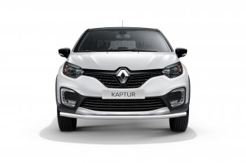 16 849 р. Защита переднего бампера одинарная из трубы d63 мм Petroil Tuning Renault Kaptur дорестайлинг (2016-2020) (Нержавеющая полированная сталь)  с доставкой в г. Горно‑Алтайск. Увеличить фотографию 2