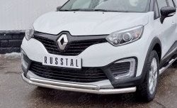 17 799 р. Защита переднего бампера (2 трубыØ63 и 42 мм, нержавейка) SLITKOFF  Renault Kaptur (2016-2020) дорестайлинг  с доставкой в г. Горно‑Алтайск. Увеличить фотографию 3