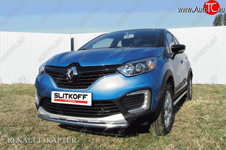 9 799 р. Одинарная защита переднего бампера диаметром 42 мм Slitkoff  Renault Kaptur (2016-2020) дорестайлинг (Для автомобиля 2WD)  с доставкой в г. Горно‑Алтайск