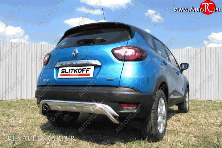 9 999 р. Защита заднего бампера диаметром 42 мм с изгибом Slitkoff Renault Kaptur дорестайлинг (2016-2020) (Для автомобиля 2WD)  с доставкой в г. Горно‑Алтайск