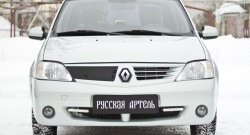 749 р. Зимняя заглушка решетки радиатора РА Renault Logan 1 дорестайлинг (2004-2010)  с доставкой в г. Горно‑Алтайск. Увеличить фотографию 3