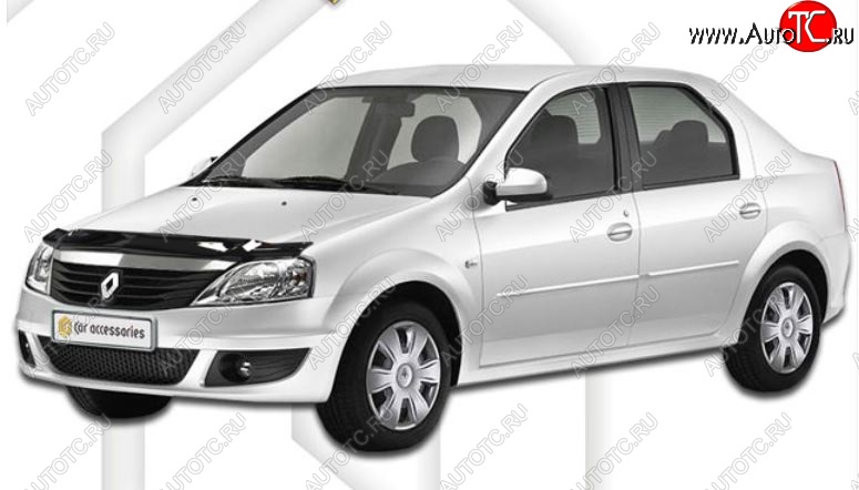1 989 р. Дефлектор капота CA-Plastic  Renault Logan  1 (2010-2016) рестайлинг (Classic черный, Без надписи)  с доставкой в г. Горно‑Алтайск