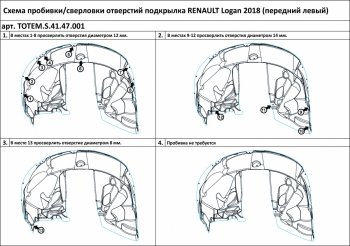 3 399 р. Левый подкрылок передний TOTEM (с шумоизоляцией)  Renault Logan  2 (2018-2025) рестайлинг  с доставкой в г. Горно‑Алтайск. Увеличить фотографию 2