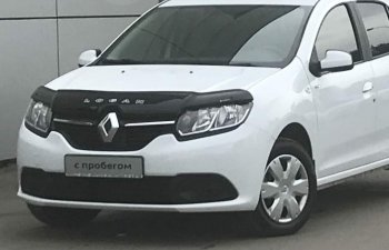 2 199 р. Дефлектор капота CA-Plastic  Renault Logan  2 (2014-2018) дорестайлинг (Classic черный, Без надписи)  с доставкой в г. Горно‑Алтайск. Увеличить фотографию 2