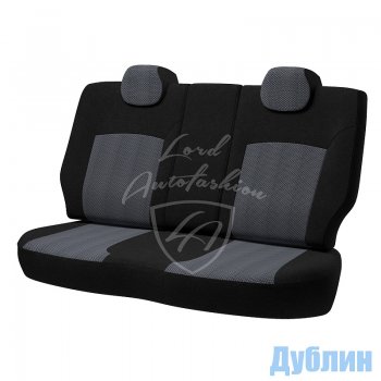 6 399 р. Чехлы для сидений Lord Autofashion Дублин (жаккард, 3 Г-образных подгол-ка) Renault Logan 2 дорестайлинг (2014-2018) (Черный, вставка Ёж Белый)  с доставкой в г. Горно‑Алтайск. Увеличить фотографию 2