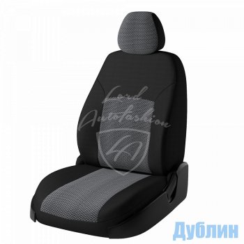 6 299 р. Чехлы для сидений Lord Autofashion Дублин (жаккард, 2П+1Г-образные подголовники)  Renault Logan  2 - Sandero  (B8) (Черный, вставка Ёж Белый)  с доставкой в г. Горно‑Алтайск. Увеличить фотографию 1