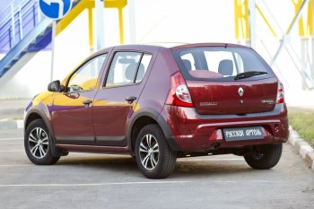 1 959 р. Накладки на колёсную арку RA (задняя правая)  Renault Sandero Stepway  (BS) (2010-2014) (Поверхность шагрень)  с доставкой в г. Горно‑Алтайск. Увеличить фотографию 3