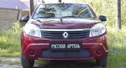 1 799 р. Защитная сетка решетки переднего бампера РА Renault Sandero (BS) (2009-2014)  с доставкой в г. Горно‑Алтайск. Увеличить фотографию 2