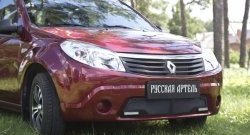 1 799 р. Защитная сетка решетки переднего бампера (с ДХО) РА Renault Sandero (BS) (2009-2014)  с доставкой в г. Горно‑Алтайск. Увеличить фотографию 2