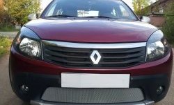 1 539 р. Сетка на бампер Russtal (хром) Renault Sandero Stepway (BS) (2010-2014)  с доставкой в г. Горно‑Алтайск. Увеличить фотографию 2