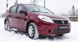 929 р. Зимняя заглушка решетки переднего бампера РА Renault Sandero (BS) (2009-2014)  с доставкой в г. Горно‑Алтайск. Увеличить фотографию 2