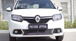 2 099 р. Защитная сетка решетки переднего бампера РА Renault Sandero (B8) дорестайлинг (2014-2018)  с доставкой в г. Горно‑Алтайск. Увеличить фотографию 5